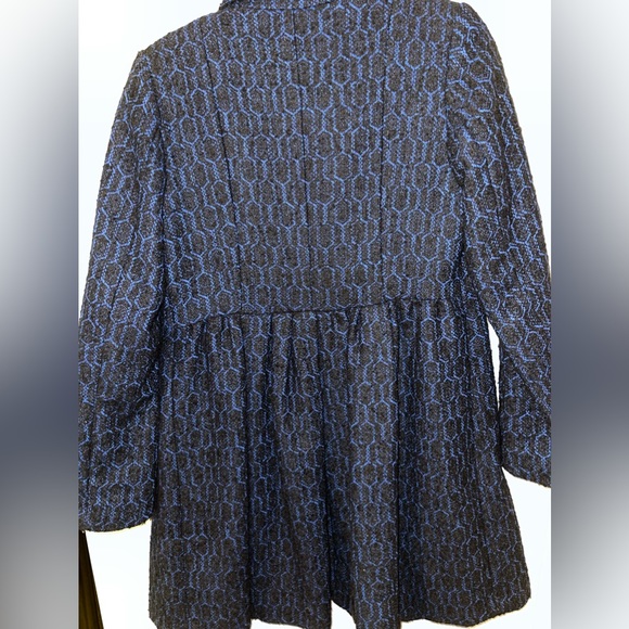 Black and Royal Blue Ruffle Pea Coat - Picture 5 of 7